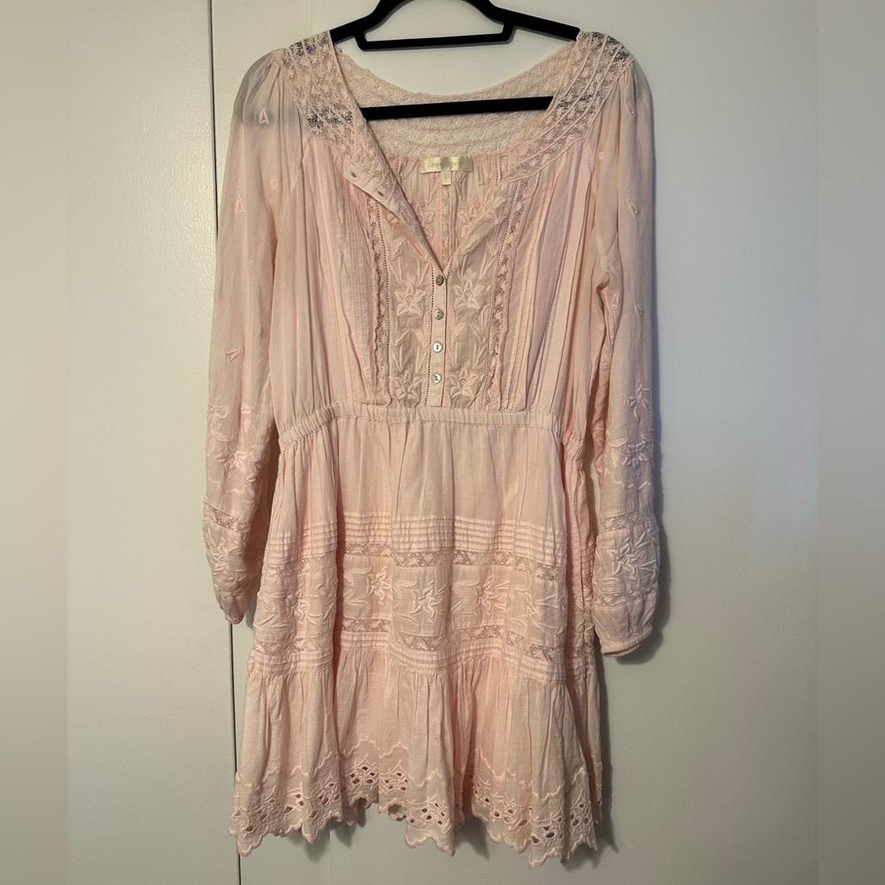 LoveShackFancy Lace Long-sleeve Mini Dress - Picture 1 of 7